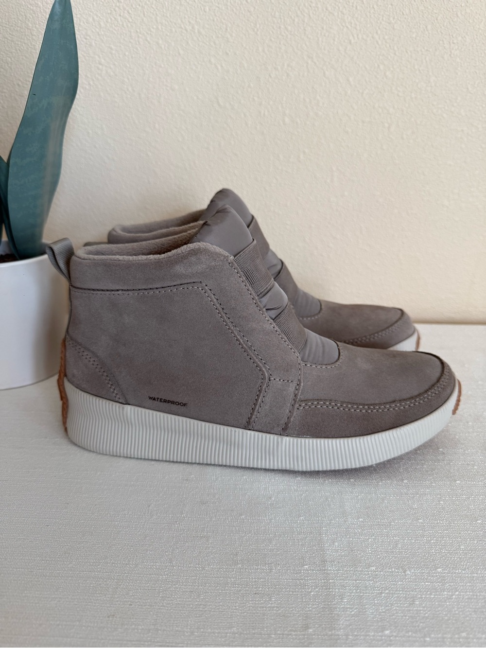 SOREL Waterproof Suede High-Top Sneaker Boots in Gray